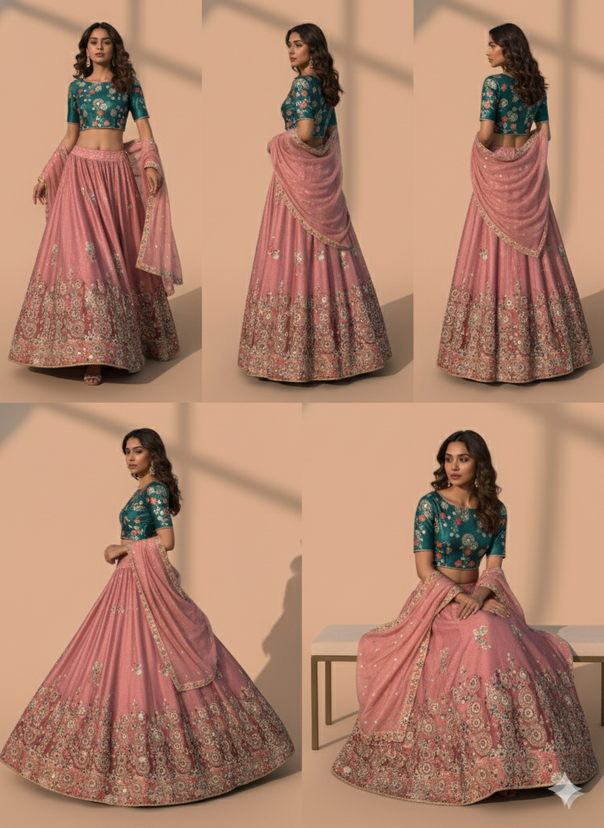 Lehenga multi pose collage